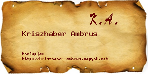 Kriszhaber Ambrus névjegykártya